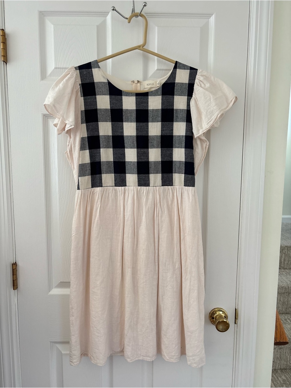 Black White Gingham Ruffle Sleeve Dress | Cottagecore Midi